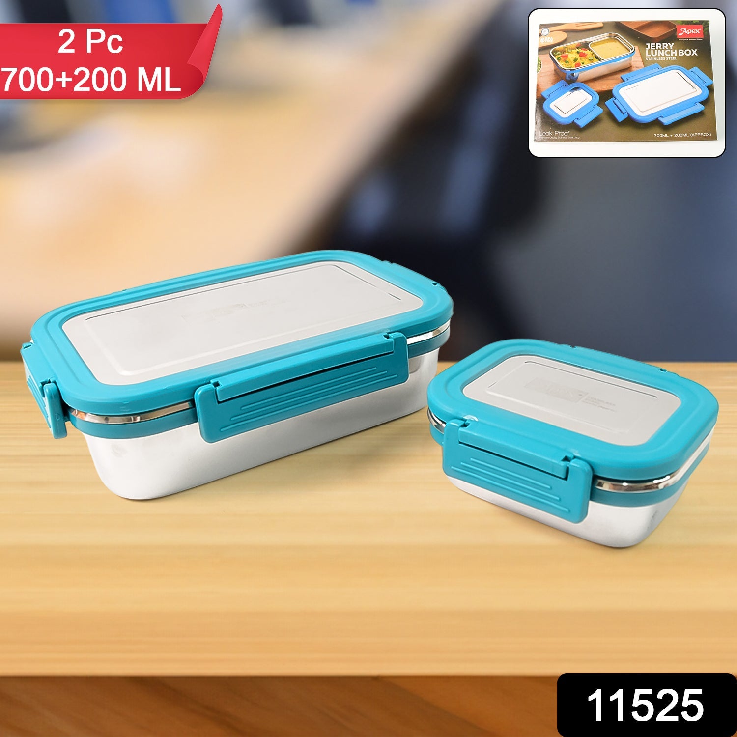 Apex Jerry Lunch Box Premium Stainless Steel Food Container (2 Pc / 700+200 ML Approx) Apex Jerry Lunch Box Premium Stainless Steel Food Container (2 Pc / 700+200 ML Approx)